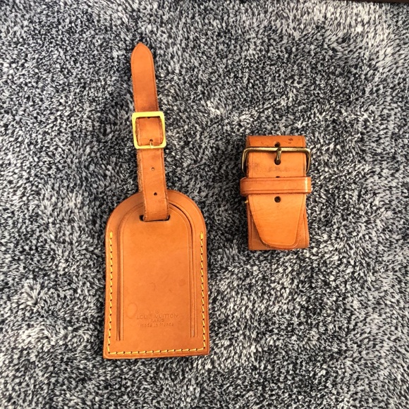 🧳Louis Vuitton Leather luggage bag tag with poignet ( Set #1) - Picture 8 of 17